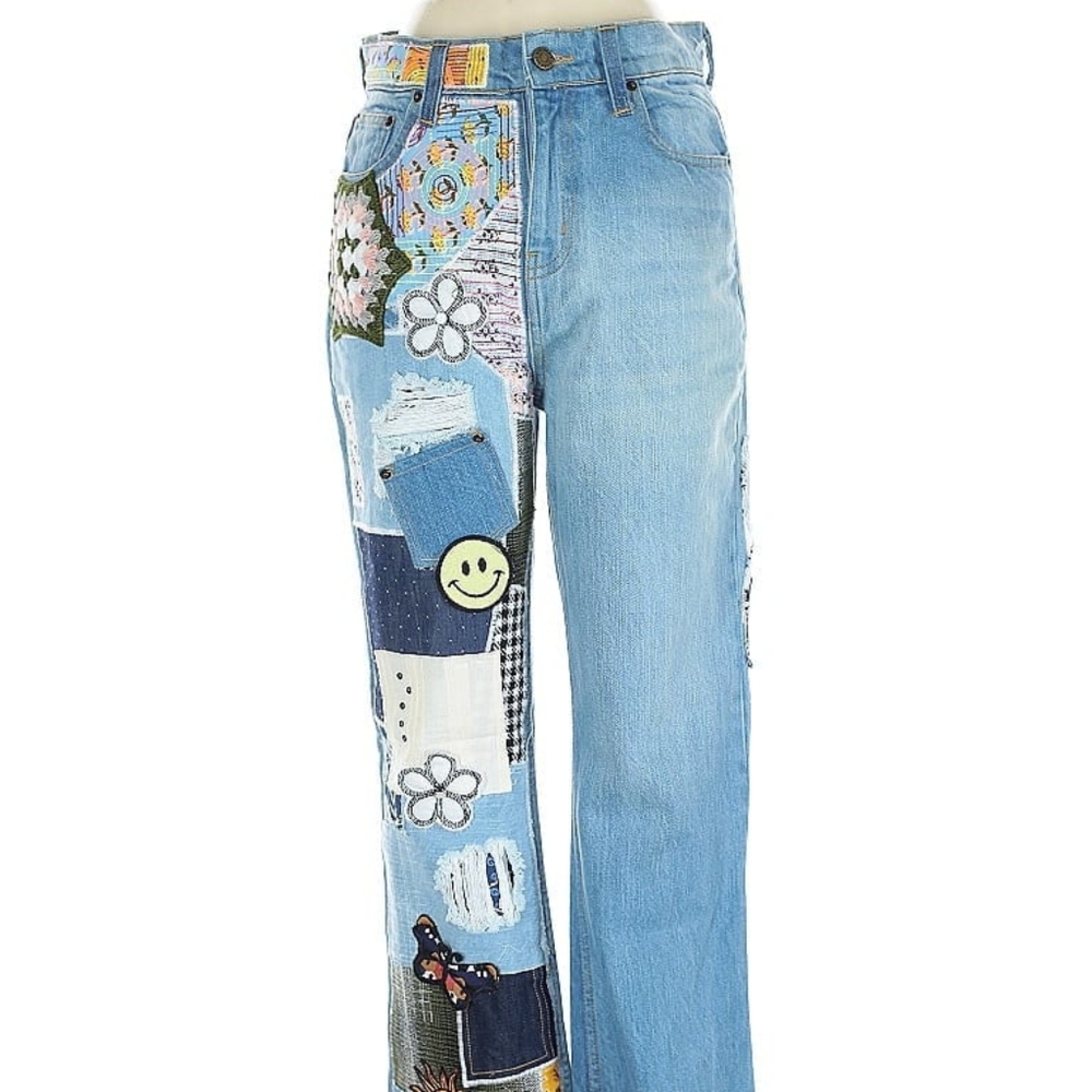 Patchwork Light Blue Jeans - image 7